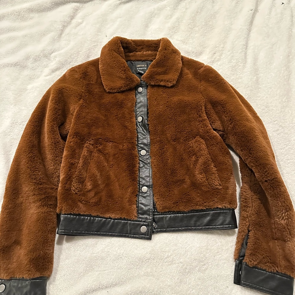 Forever 21 Chocolate Brown Faux Fur Coat